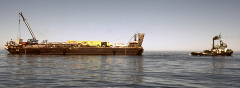 Large barge for film support and transportation.